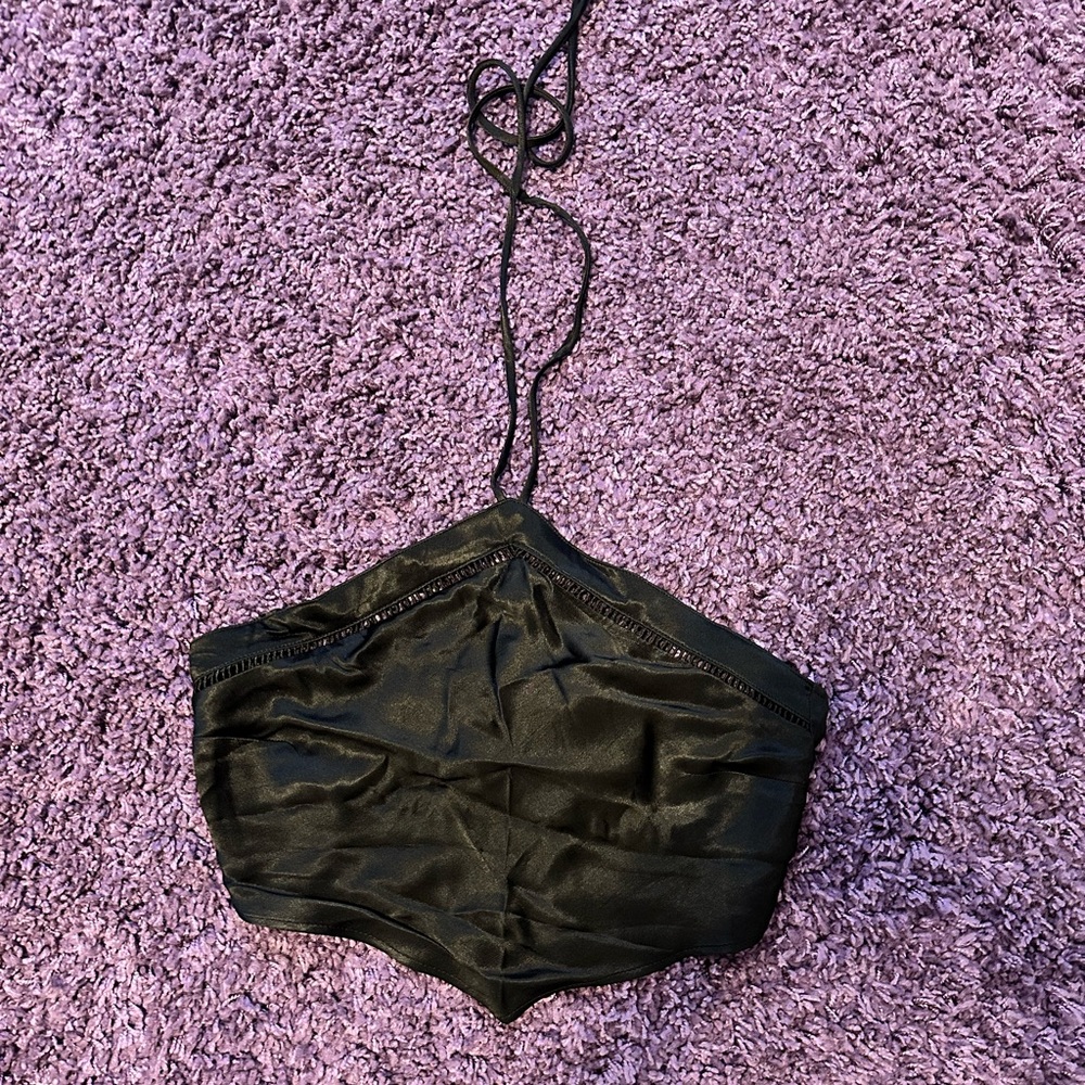 Zara Black satin halter top